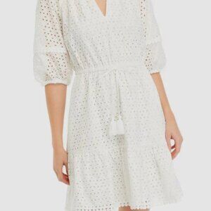 Vince Camuto Women's Ivory Eyelet Fit & Flare Dress Size 14